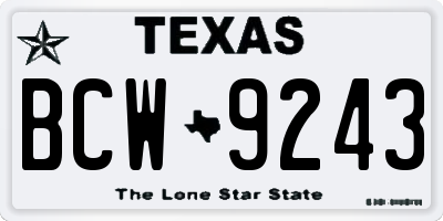 TX license plate BCW9243
