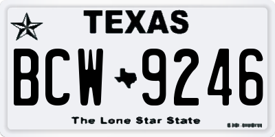 TX license plate BCW9246