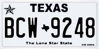 TX license plate BCW9248