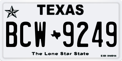 TX license plate BCW9249