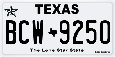 TX license plate BCW9250