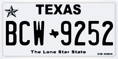 TX license plate BCW9252