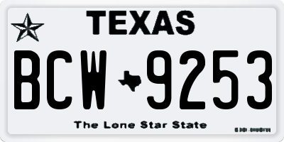 TX license plate BCW9253