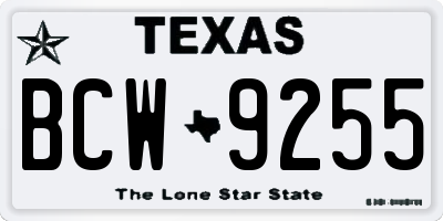 TX license plate BCW9255