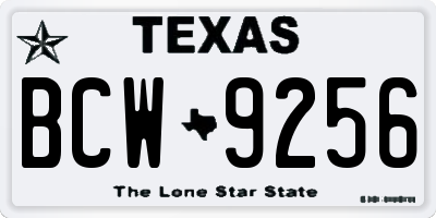 TX license plate BCW9256