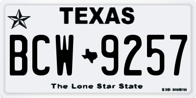 TX license plate BCW9257
