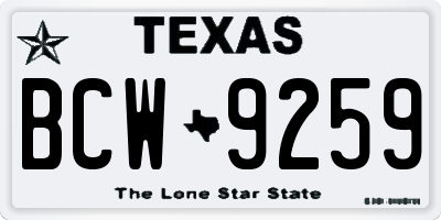 TX license plate BCW9259