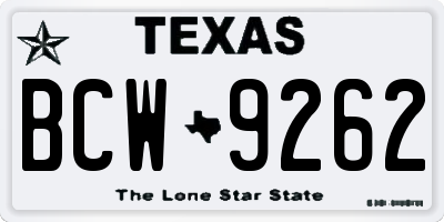 TX license plate BCW9262