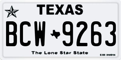 TX license plate BCW9263