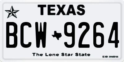 TX license plate BCW9264