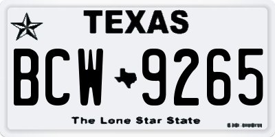 TX license plate BCW9265