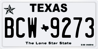 TX license plate BCW9273