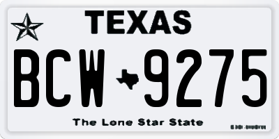 TX license plate BCW9275