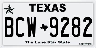 TX license plate BCW9282