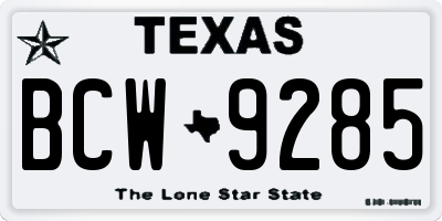 TX license plate BCW9285
