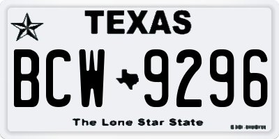 TX license plate BCW9296