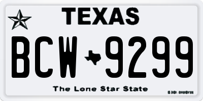 TX license plate BCW9299