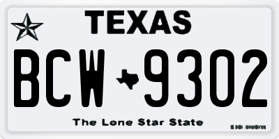 TX license plate BCW9302