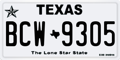 TX license plate BCW9305