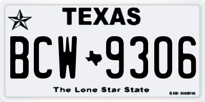 TX license plate BCW9306