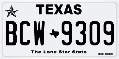 TX license plate BCW9309