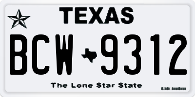 TX license plate BCW9312