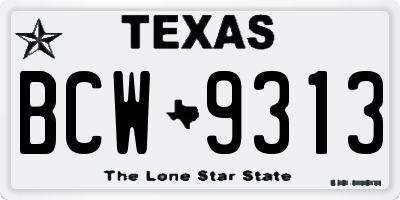 TX license plate BCW9313