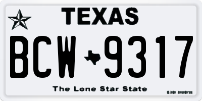 TX license plate BCW9317