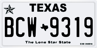 TX license plate BCW9319