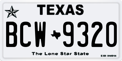 TX license plate BCW9320