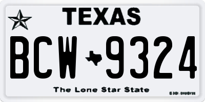 TX license plate BCW9324