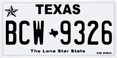 TX license plate BCW9326