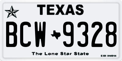 TX license plate BCW9328