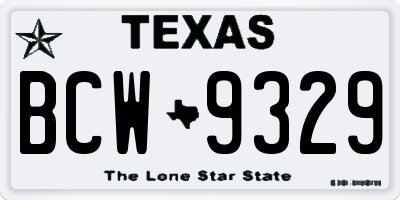 TX license plate BCW9329