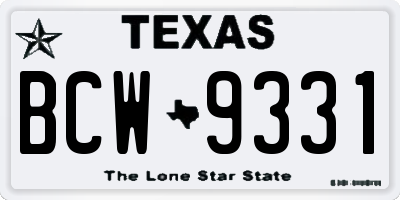TX license plate BCW9331
