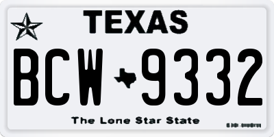 TX license plate BCW9332