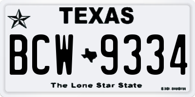 TX license plate BCW9334