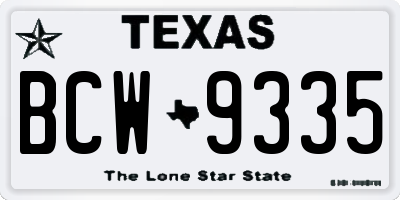 TX license plate BCW9335