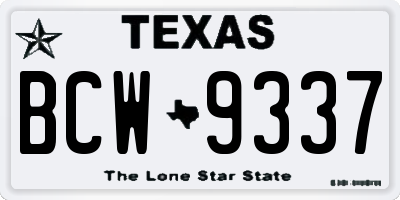 TX license plate BCW9337