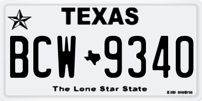 TX license plate BCW9340