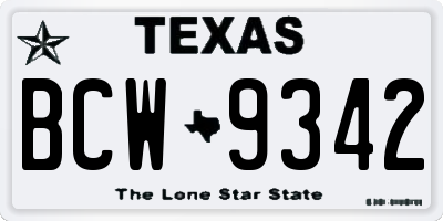 TX license plate BCW9342