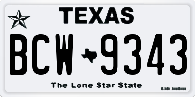 TX license plate BCW9343