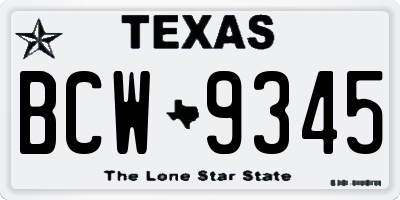 TX license plate BCW9345