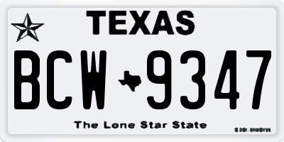 TX license plate BCW9347