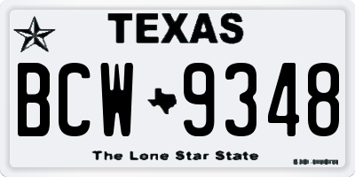 TX license plate BCW9348