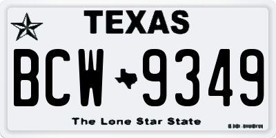 TX license plate BCW9349