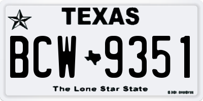 TX license plate BCW9351