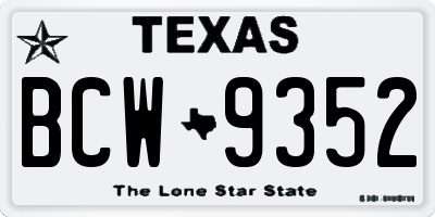 TX license plate BCW9352