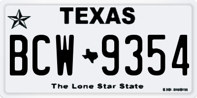 TX license plate BCW9354