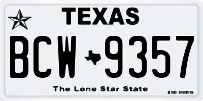 TX license plate BCW9357